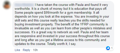 Facebook YFRP Testimonial